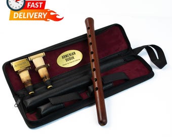 Armenian duduk instrument from Apricot wood with Eco-leather case