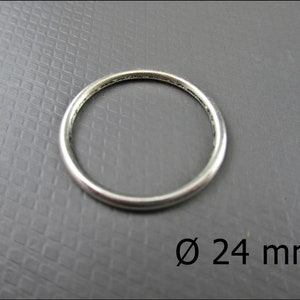 10 x silver closed binding rings Ø 24 mm, 2mm thick - R222G