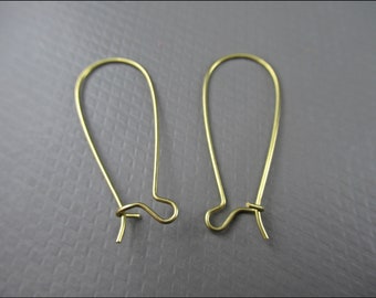 20 x Golden Kidney Ear Wires Hooks  - B37