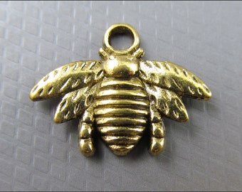 10 x Petite abeille de 2 cm, abeilles antiques dorées - A39