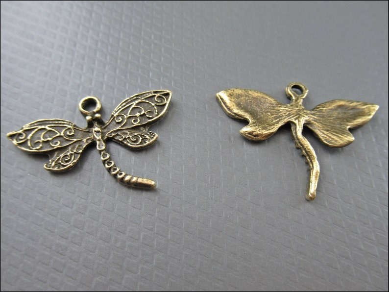 20x Dragonfly Charm Pendant bronze, silver or gold A54 image 5