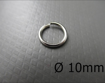 100x Silver-colored jump rings Ø 12 mm - open - Stainless Steel - R210