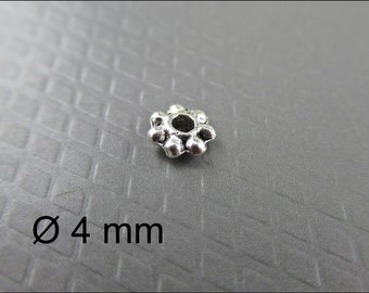 20 x metal bead, spacer bead, silver-colored, flower knobs AP-04