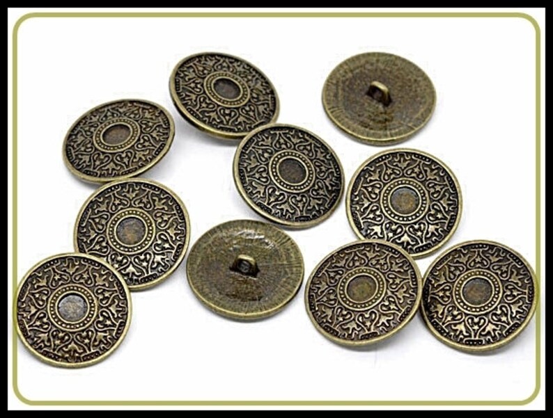 Elegant Brass Buttons 25 mm with Eyelet Vint K1 image 2