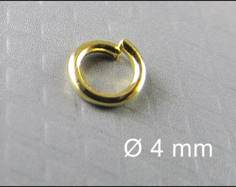50, 100 or 200 x Open Gold colored Jump Rings Gold Plated Ø 4 mm R502