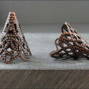 12, 25 or 60 x copper-colored pearl caps, conical, large cone shape - P43