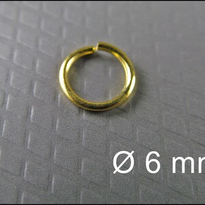 50x, 100x or 200x Jump Rings golden Colour Ø 6 mm, open - R404