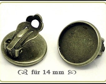 10 x rund bronze Ohrclips Rohling für 14 mm CL-03