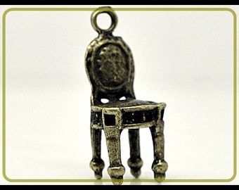 6 x Chair 3D Charms bronze antique