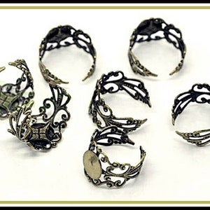 10 x ring base bronze antique gothic style RZ01 image 2