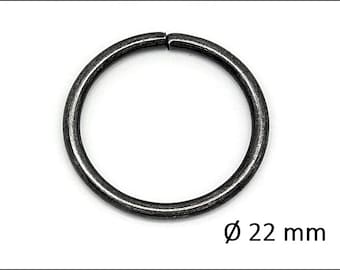 20 x Black Jumprings Open 22 mm sw-R720