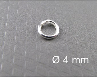 50x, 100x or 200x Open Silver colored Jump Rings Silver Plated Ø 4 mm R302