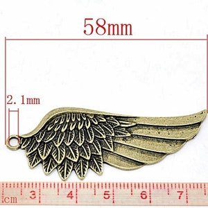 2 x Angel Wing Charm Pendant bronze antique A4 image 2