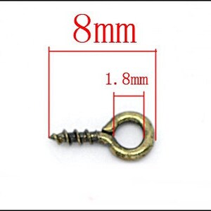 20 x Bronze Tone Screw Eyes Bails 8x4 SOE-01 image 2