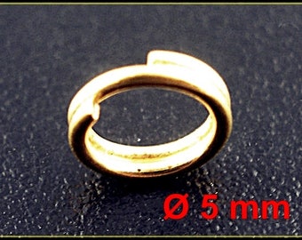 100x or 200 x golden Split Rings gold plated 5 mm R503S