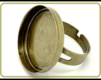 10 x anillo de bronce ajustable en blanco Ø 25 mm - RZ09