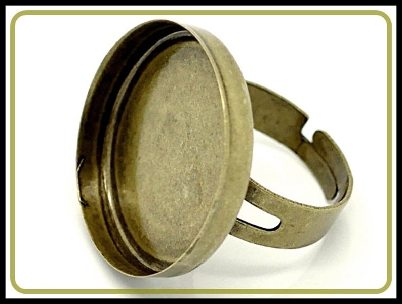 10 x adjustable bronze ring blank, ring base Ø 25 mm RZ09 image 1