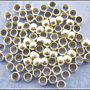 100 x Silver Plated Crimps Beads 3mm QP07 image 2