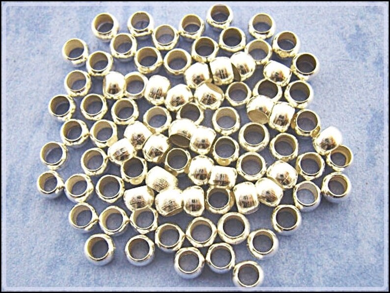 100 x Silver Plated Crimps Beads 3mm QP07 image 2