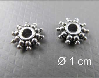 25 or 60 x Silver Pretty Flowers Bead Caps Tibetan - P50