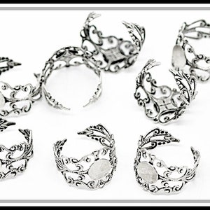 10 x support bague argent obscure RZ13 image 1