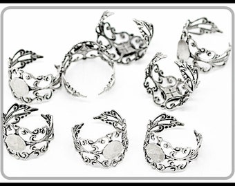 10 x dull silvery ring base gothic  - RZ13