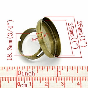 10 x adjustable bronze ring blank, ring base Ø 25 mm RZ09 image 3