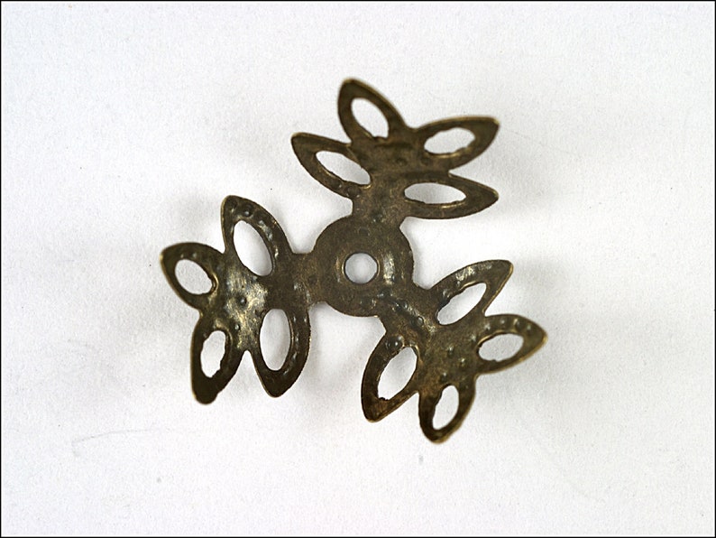 25 or 60 pieces Flower noble bead cups bronze antik P08 image 3