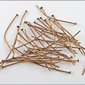 40 or 100 x Head Pins 40mm copper color S20 image 2