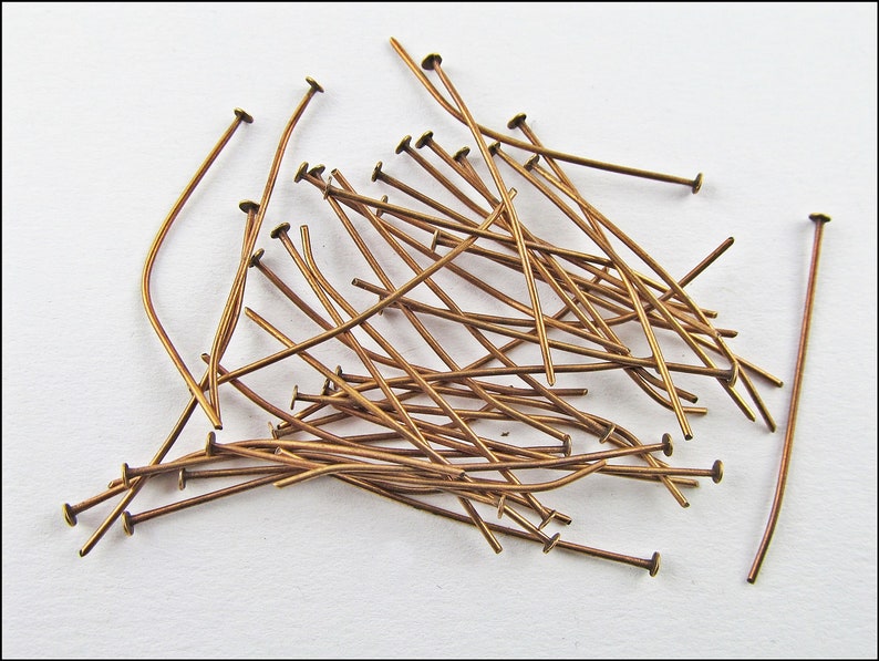 40 or 100 x Head Pins 40mm copper color S20 image 2