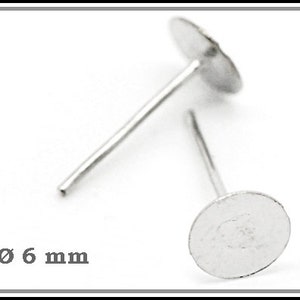 10x, 20 or 50x Earring Post Silvery DIY 6mm OS-15 image 1