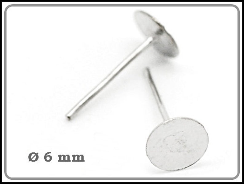 10x, 20 or 50x Earring Post Silvery DIY 6mm OS-15 image 1