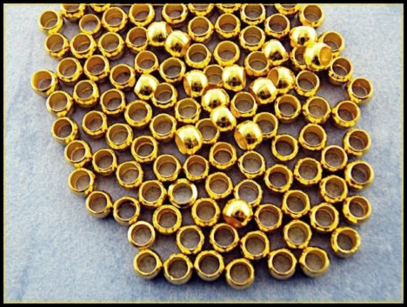 100 x Gold Plated Crimps Beads 3mm QP17 image 3