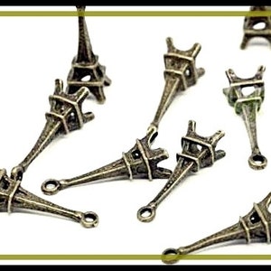 6 x Eiffel Tower Charm Pendant bronze image 3