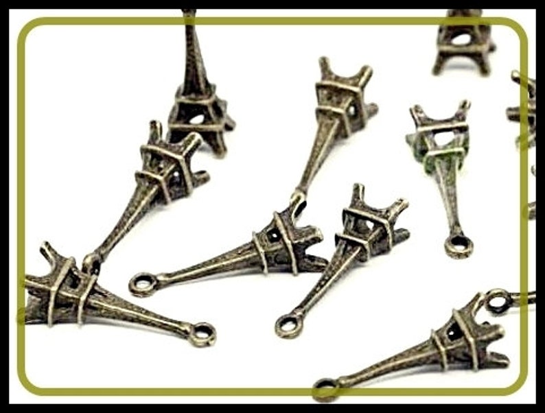 6 x Eiffel Tower Charm Pendant bronze image 3