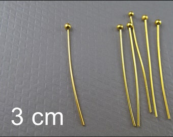 40 or 100 x  Ball Head PinsGold Plated 30mm - S31