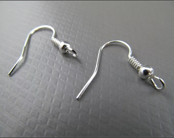 20, 50 or 100 x Wire Hooks silver plated - B16