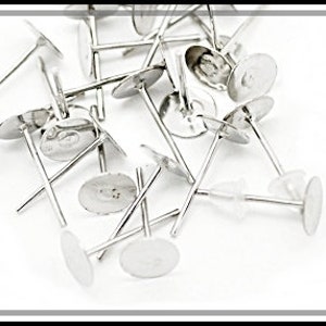 10x, 20 or 50x Earring Post Silvery DIY 6mm OS-15 image 2