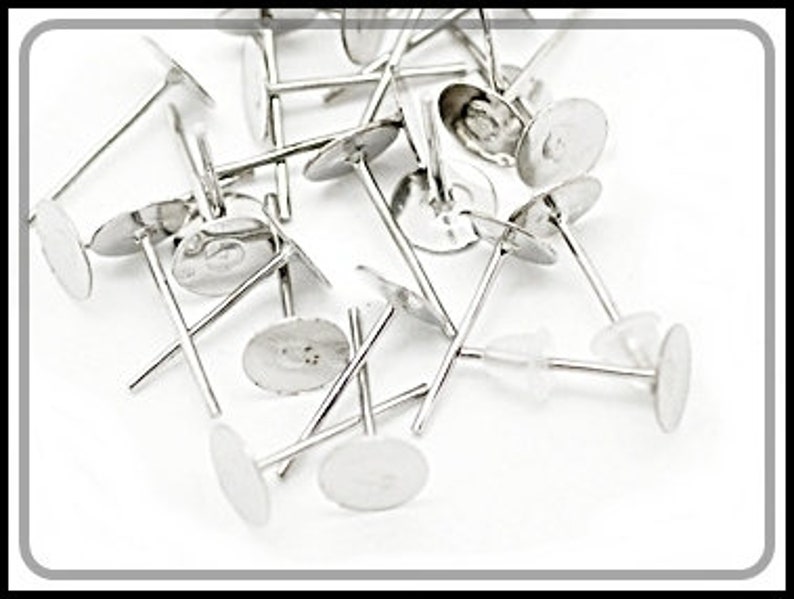 10x, 20 or 50x Earring Post Silvery DIY 6mm OS-15 image 2