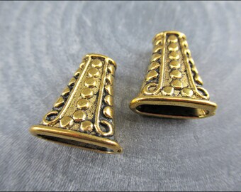 2 pièces - Bonnets spéciaux en perles dorées, tibétaines, aplaties - P67