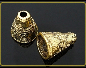 12x or 25x Gold Tone Cone End Beads Caps - P64