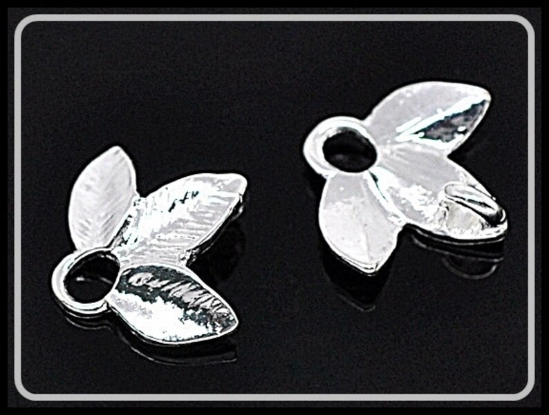 8 x Connectors silver plated vintage leaf VB9 image 1