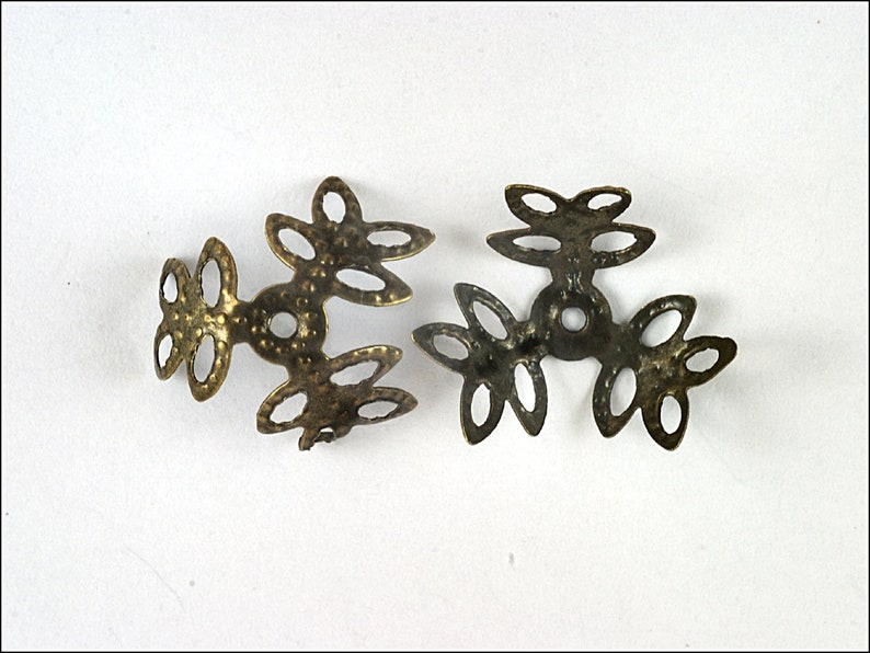25 or 60 pieces Flower noble bead cups bronze antik P08 image 2