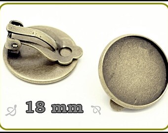 10 x Round Bronze Earring Setting Clips CL-05