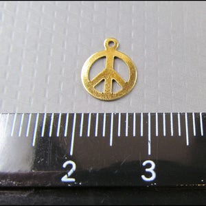 20 x Peace sign with hole, brass, A18 image 3