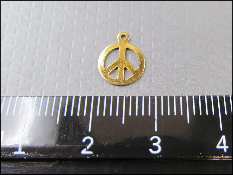 20 x Peace sign with hole, brass, A18 image 3