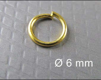 50x, 100x or 200x Gold plated jump rings Ø 6 mm open - R504