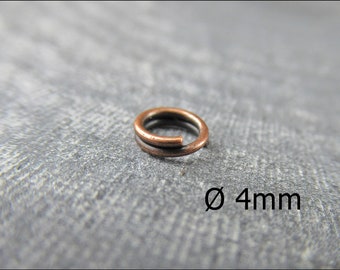 100x Split Rings copper tone 4 mm - R602S