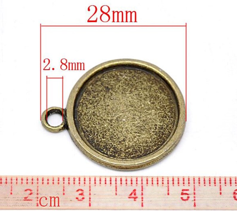 10 x Chain Pendant bronze round 20 mm A34 image 3