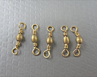 20x small decorative elements - connector brass-colored with matt metal bead elongated - VB18